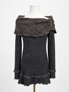 Y2K Dark Fairy Grunge Mohair blend Tunic Sweater